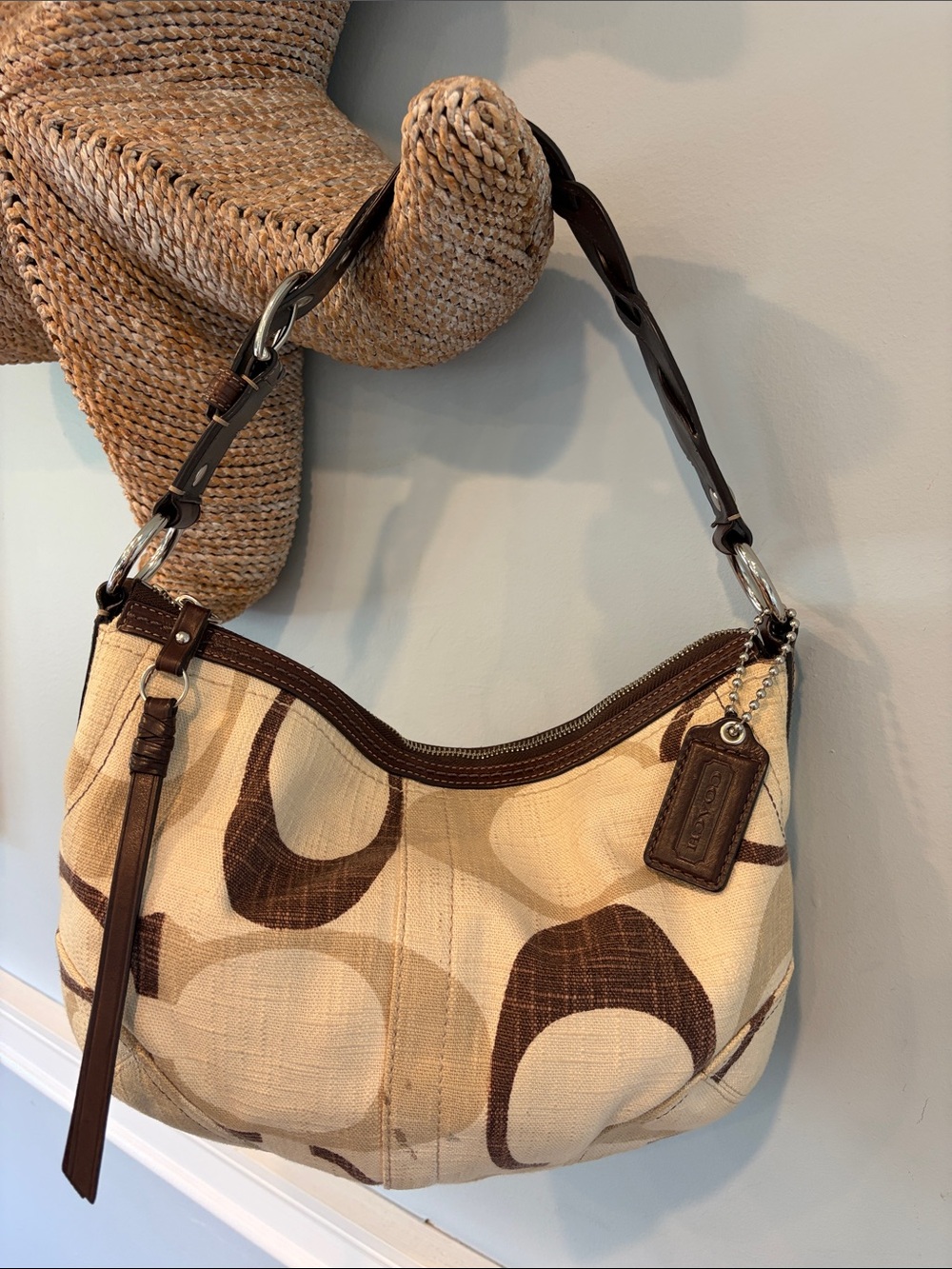Coach Tonal C Carly Signature Hobo Shoulder Bag